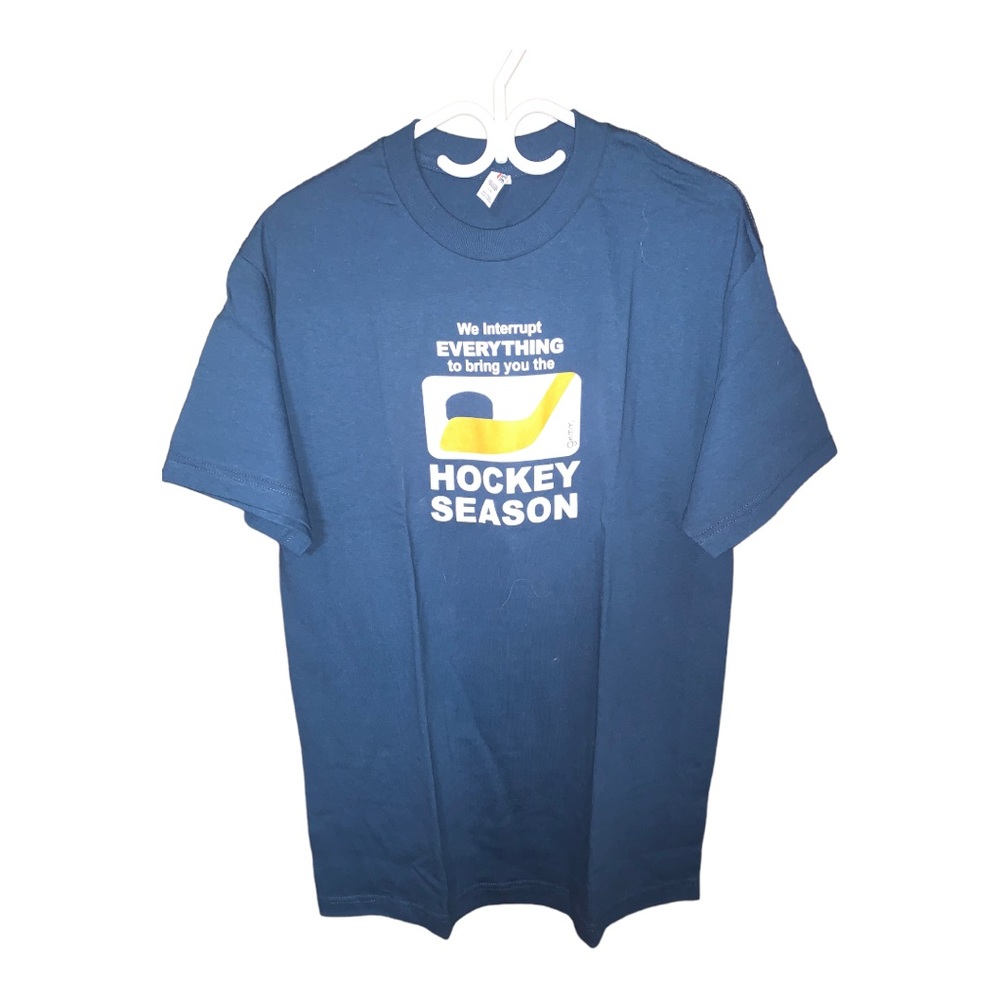 Alstyle Grimm Hockey Season Tee Shirt Mens size : Large Blue